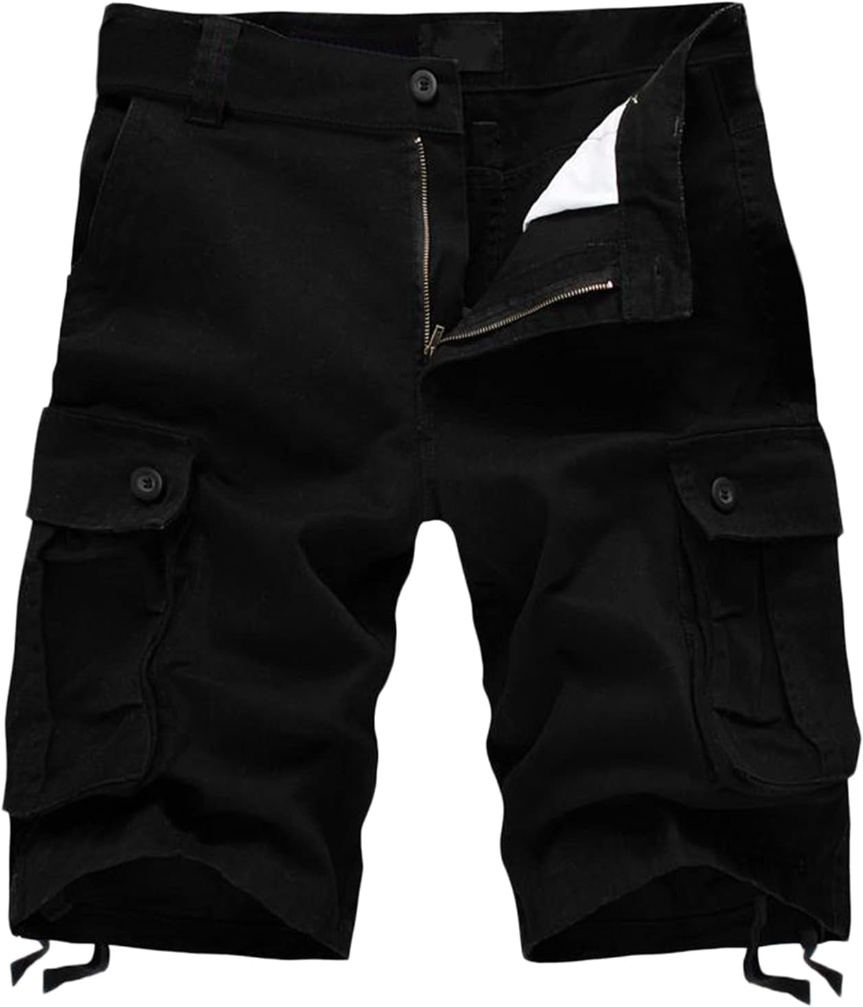 Men'S Shorts Summer Men Cotton Loose Shorts Casual Cargo Shorts Outdoors Pocket Beach Short Pants Black
