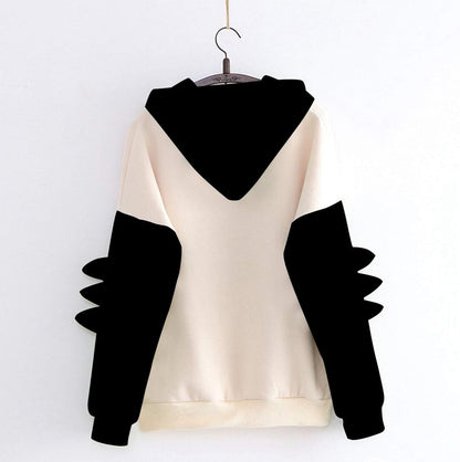 Sweatshirts for Women Frog Cute Hoodies Dinosaur Print Long Sleeve Pullover Stitching Three-Dimensional Pocket Tops